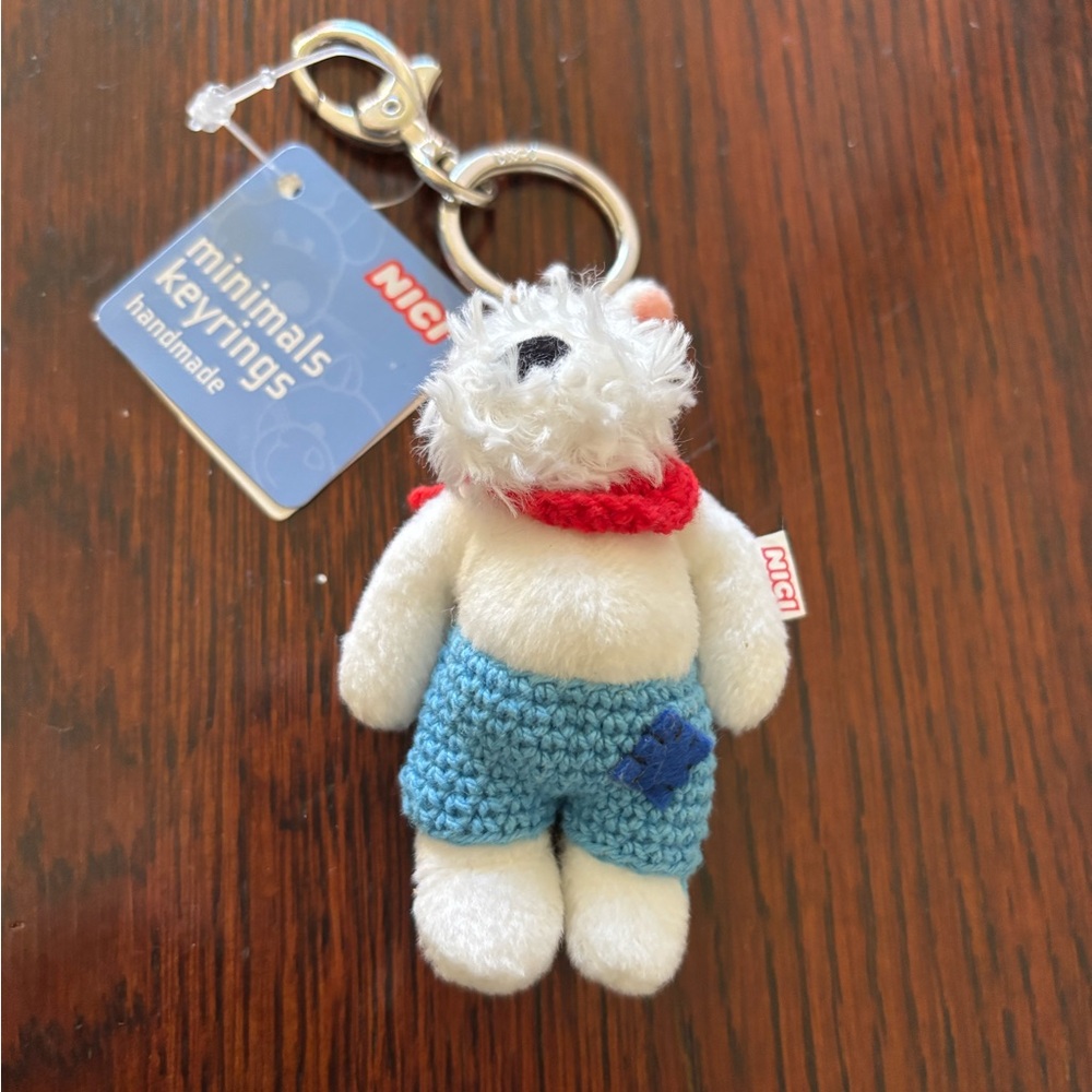 Nici minimals white dog keychain